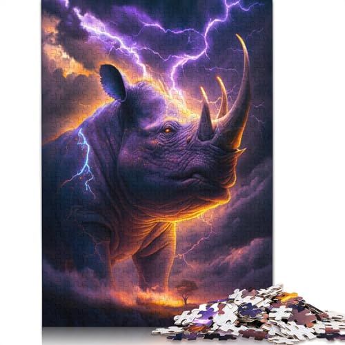 Puzzle für Erwachsene, Fantasie-Tier-Nashorn-Puzzle, 1000 Teile, Holzpuzzle, geeignet für Erwachsene und Jugendliche ab 12 Jahren, tolles Geschenk für Erwachsene, Größe: 75 x 50 cm von LiJianXXE