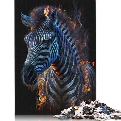 Puzzle für Erwachsene, Feuertier, Zebra, 1000 Teile, Holzpuzzle für Erwachsene und Jugendliche ab 12 Jahren, tolles Geschenk für Erwachsene, Größe: 75 x 50 cm von LiJianXXE