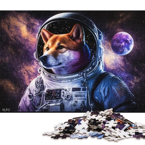 Puzzle für Erwachsene, Galaxie-Astronaut Shiba Inu, für Erwachsene, 1000 Teile, Puzzle-Geschenke, Holzpuzzle für Erwachsene und Kinder ab 12 Jahren, ideal (Größe 75 * 50 cm) von LiJianXXE