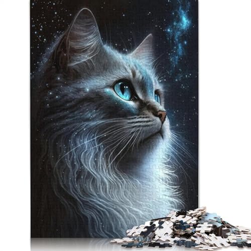 Puzzle für Erwachsene, Galaxy Art Cat Puzzle, 1000 Teile, Holzpuzzle, geeignet für Erwachsene und Jugendliche ab 12 Jahren, tolles Geschenk für Erwachsene, Größe: 75 x 50 cm von LiJianXXE