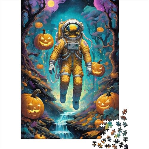 Puzzle für Erwachsene, Halloween-Astronaut, 1000-teiliges Puzzle, Holzpuzzle für Erwachsene und Kinder ab 12 Jahren, tolle Geschenke zu Weihnachten, Größe: 75 x 50 cm von LiJianXXE