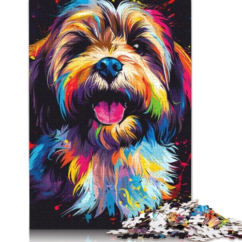 Puzzle für Erwachsene, Havaneser-Hundekunst, 1000 Teile, Kartonpuzzle für Erwachsene und Kinder ab 12 Jahren, tolles Geschenk für Erwachsene, Größe: 38 x 26 cm von LiJianXXE