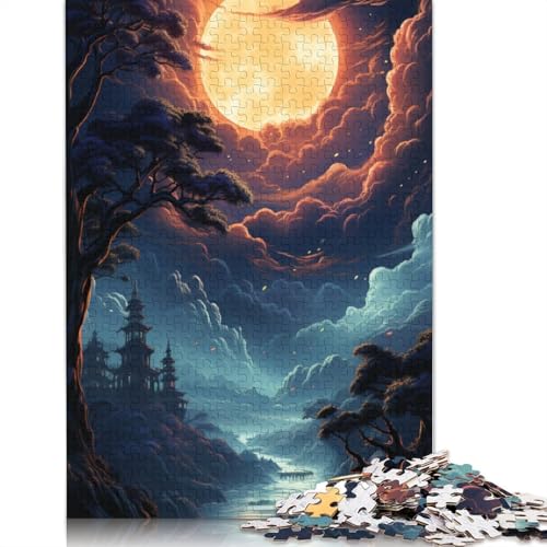 Puzzle für Erwachsene, Heller Vollmond, 1000 Teile, Puzzle aus Holz für Erwachsene und Kinder ab 12 Jahren, Geschenkspielzeug, Größe: 75 x 50 cm von LiJianXXE