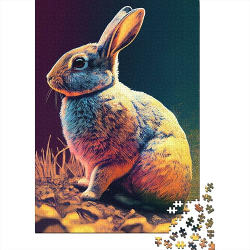 Puzzle für Erwachsene, Kaninchen, farbenfrohes 1000-teiliges Puzzle für Erwachsene, Holzpuzzle für Erwachsene und Kinder ab 12 Jahren, Lernspielzeug, Größe: 75 x 50 cm von LiJianXXE