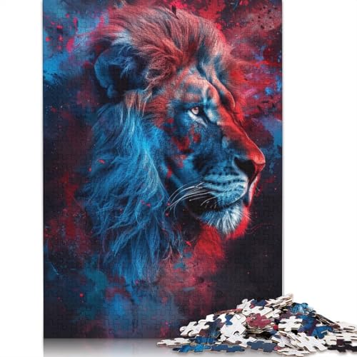 Puzzle für Erwachsene, Kunst, Bunte Löwen, 1000 Teile, Puzzle für Erwachsene, Kartonpuzzle für Erwachsene, Familie, pädagogisches Spielzeug zum Stressabbau, Puzzlegröße: 38 x 26 cm von LiJianXXE