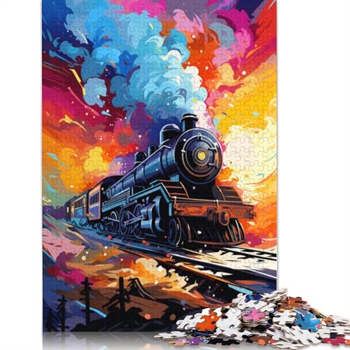 Puzzle für Erwachsene, Kunst, Ölgemälde, Zug, 1000 Teile, Holzpuzzle für Erwachsene und Jugendliche ab 12 Jahren, tolle Geschenke und Spielzeug, 75 x 50 cm von LiJianXXE