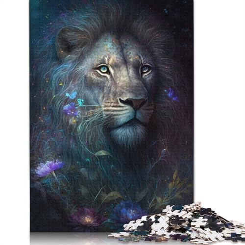 Puzzle für Erwachsene, Löwe, Blume, Galaxie, 1000 Teile, Holzpuzzle für Erwachsene und Kinder ab 12 Jahren, Lernspielzeug, Größe: 75 x 50 cm von LiJianXXE