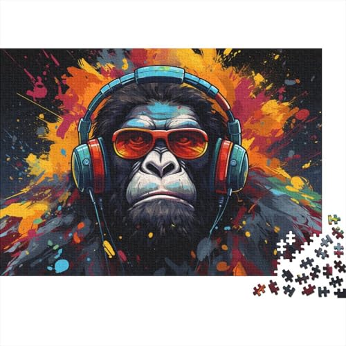 Puzzle für Erwachsene, Orang-Utan hört Musik, 1000 Teile, Puzzle für Erwachsene, Holzpuzzle für Erwachsene und Kinder ab 12 Jahren, tolles Geschenk für Erwachsene, 50 x 75 cm von LiJianXXE