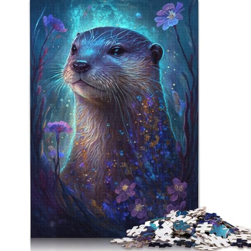 Puzzle für Erwachsene, Otter, Blumen-Galaxie, 1000-teiliges Puzzle aus Karton für Erwachsene und Kinder ab 12 Jahren, Geschenkspielzeug, Größe: 38 x 26 cm von LiJianXXE