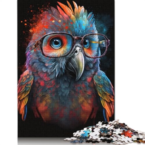 Puzzle für Erwachsene, Papagei mit Brille, 1000 Teile, Holzpuzzle für Erwachsene und Kinder ab 12 Jahren, Geschenkspielzeug, Größe: 75 x 50 cm von LiJianXXE