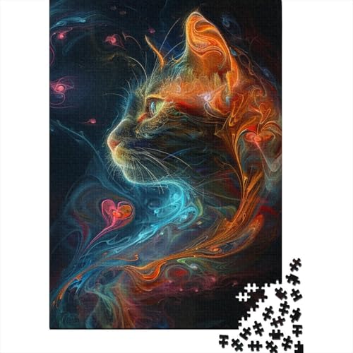 Puzzle für Erwachsene, Psychedelic Art Cat, 1000-teiliges Puzzle für Erwachsene, Holzpuzzle für Erwachsene und Kinder, Lernpuzzle, Größe: 75 x 50 cm von LiJianXXE