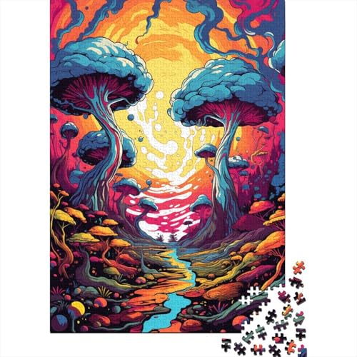 Puzzle für Erwachsene, Psychedelische, farbenfrohe Landschaft, 1000-teiliges Puzzle, Holzpuzzle für Jugendliche und Erwachsene, Lernspiel, Herausforderungsspielzeug, 50 x 75 cm von LiJianXXE