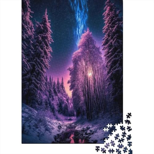 Puzzle für Erwachsene, Purple Night Glow, 1000-teiliges Puzzle, Holzpuzzle für Erwachsene und Kinder ab 12 Jahren, Spiele, Spielzeug, Geschenk, Größe: 75 x 50 cm von LiJianXXE