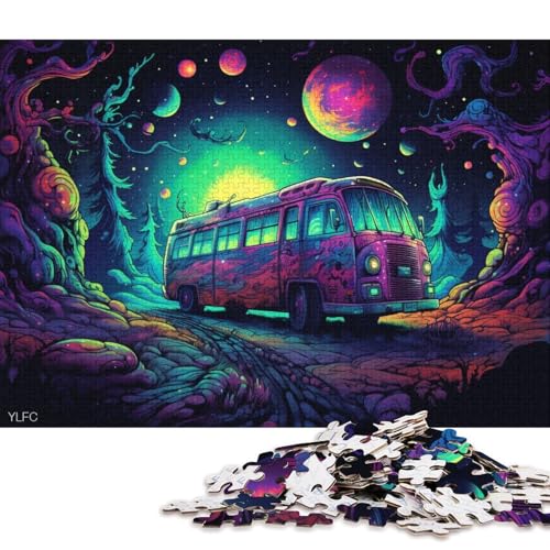 Puzzle für Erwachsene, Regenbogenbus für Erwachsene, 1000-teiliges Puzzle, Holzpuzzle für Erwachsene und Kinder, pädagogische Herausforderung 38x26cm/1000 Teile von LiJianXXE