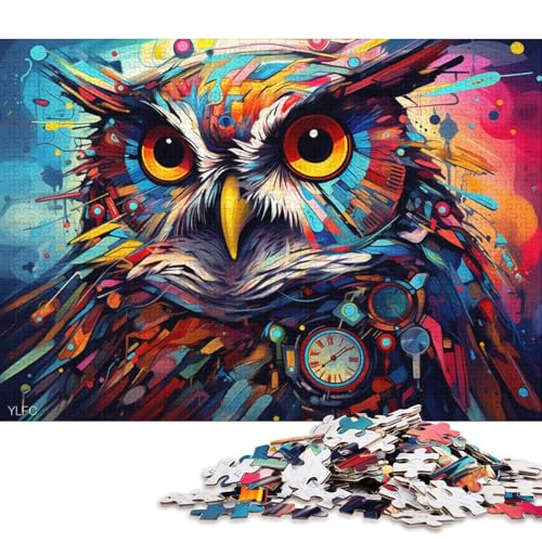 Puzzle für Erwachsene, Roboter, Eule, Vogel, 1000 Teile, Holzpuzzle für Erwachsene und Kinder ab 12 Jahren, pädagogische Herausforderung 75x50cm/1000 Teile von LiJianXXE