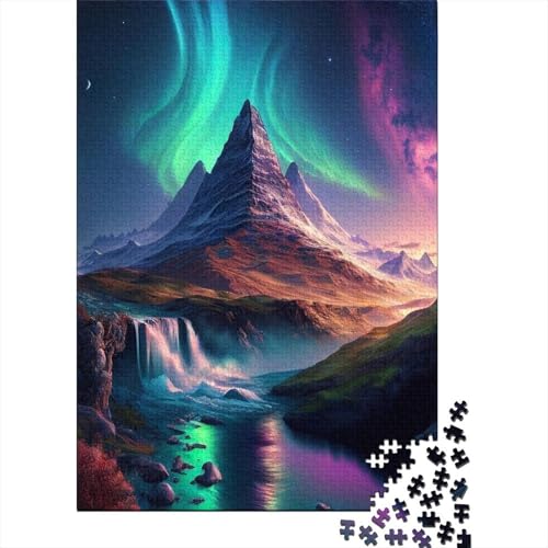 Puzzle für Erwachsene, Snowy Mountains Aurora, 1000-teiliges Puzzle für Erwachsene, Holzpuzzle für Erwachsene und Kinder ab 12 Jahren, Lernspielzeug, Größe: 75 x 50 cm von LiJianXXE