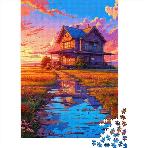 Puzzle für Erwachsene, Sonnenuntergang in den Bergen, 1000-teiliges Puzzle für Erwachsene, Holzpuzzle, geeignet für Erwachsene und Kinder ab 12 Jahren, Heimdekoration, Puzzlegröße: 75 x 50 cm von LiJianXXE