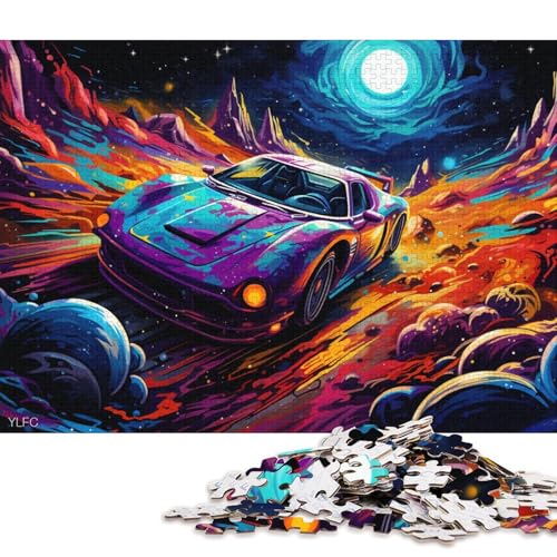 Puzzle für Erwachsene, Sportwagen im Weltraum, für Erwachsene, 1000-teiliges Puzzle, Holzpuzzle, pädagogische Herausforderung für Erwachsene und Kinder 38x26cm/1000 Teile von LiJianXXE