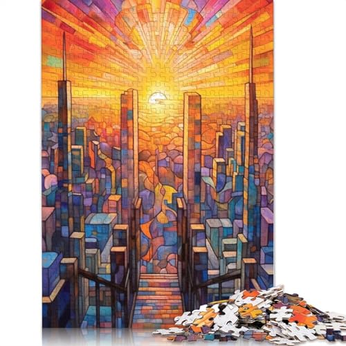 Puzzle für Erwachsene, Stadtbild, bunter Regenbogen, 1000 Teile, Puzzle für Erwachsene, Kartonpuzzle für Erwachsene, Familie, pädagogisches Spielzeug zum Stressabbau, Puzzlegröße: 38 x 26 cm von LiJianXXE