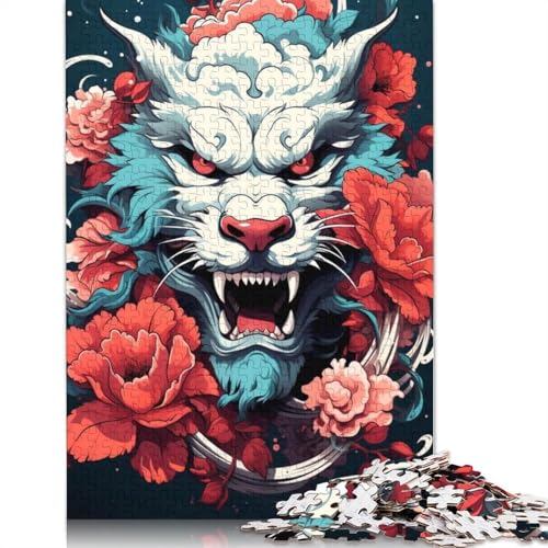 Puzzle für Erwachsene, Tier, bunter Drache, 1000 Teile, Kartonpuzzle für Erwachsene und Kinder ab 12 Jahren, Geschenkspielzeug, Größe: 38 x 26 cm von LiJianXXE