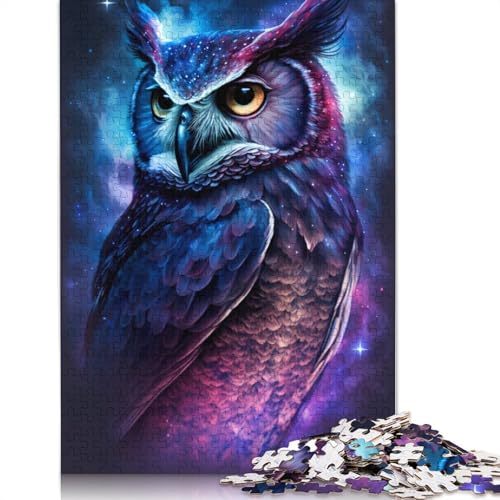 Puzzle für Erwachsene, Tier-Eule-Galaxie, 1000-teiliges Puzzle aus Karton für Erwachsene und Kinder ab 12 Jahren zur Heimdekoration (Größe 38 x 26 cm) von LiJianXXE