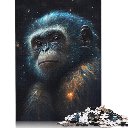 Puzzle für Erwachsene, Tier-Galaxie, AFFE, 1000-teiliges Puzzle, Holzpuzzle für Erwachsene und Kinder ab 12 Jahren, Lernspielzeug, Größe: 75 x 50 cm von LiJianXXE