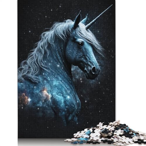 Puzzle für Erwachsene, Weltraum-Einhorn, 1000-teiliges Puzzle, Holzpuzzle für Erwachsene und Kinder ab 12 Jahren zur Heimdekoration (Größe 75 x 50 cm) von LiJianXXE