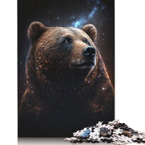 Puzzle für Erwachsene, Weltraum-Galaxie, Braunbär, 1000-teiliges Puzzle, Holzpuzzle für Erwachsene und Familien, anspruchsvolles Spiel, Größe: 75 x 50 cm von LiJianXXE