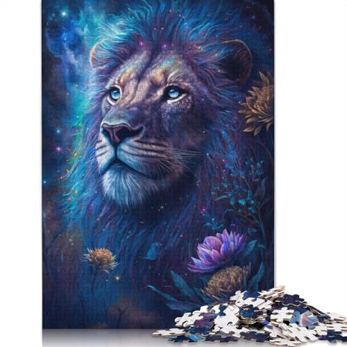 Puzzle für Erwachsene, Weltraum-Löwe-Blumen-Puzzle, 1000 Teile, für Erwachsene, Holzpuzzle für Erwachsene und Kinder ab 12 Jahren, tolles Geschenk (Größe 75 x 50 cm) von LiJianXXE