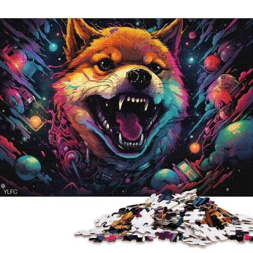 Puzzle für Erwachsene, Wütender Shiba Inu für Erwachsene, 1000-teiliges Puzzle, Holzpuzzle für Erwachsene und Kinder, pädagogische Herausforderung 75x50cm/1000 Teile von LiJianXXE