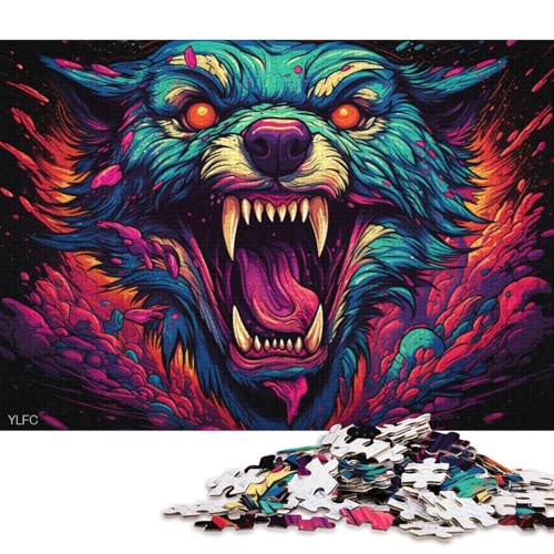 Puzzle für Erwachsene, Wütender Wolf, 1000-teiliges Puzzle, Holzpuzzle für Erwachsene und Kinder ab 12 Jahren zur Heimdekoration 75x50cm/1000 Teile von LiJianXXE