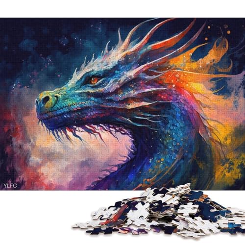 Puzzle für Erwachsene, bunter Drache, 1000 Teile, Puzzle aus Pappe, Puzzle für Erwachsene und Kinder ab 12 Jahren, lustige Puzzlespiele (Größe 38 * 26 cm) von LiJianXXE