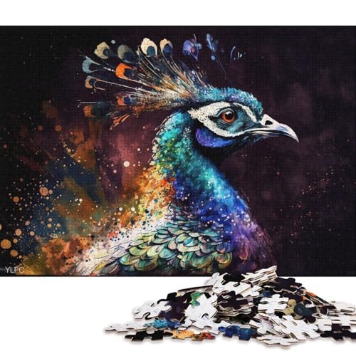 Puzzle für Erwachsene, bunter Pfau, 1000 Teile, Puzzle für Erwachsene, Holzpuzzle für Erwachsene und Jugendliche ab 12 Jahren, Familienunterhaltungsspielzeug (Größe 75 * 50 cm) von LiJianXXE