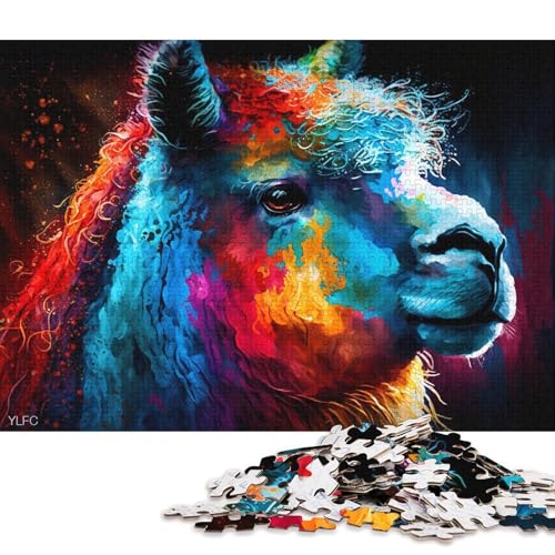 Puzzle für Erwachsene, buntes Alpaka, 1000 Teile, Puzzle für Erwachsene, Holzpuzzle für Erwachsene und Jugendliche ab 12 Jahren, Familienunterhaltungsspielzeug (Größe 75 * 50 cm) von LiJianXXE