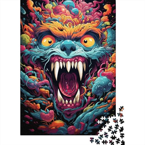 Puzzle für Erwachsene, buntes psychedelisches Monster, Puzzle 1000 Teile für Erwachsene, Holzpuzzle für Erwachsene und Kinder, Familienpuzzlespiel, 50 x 75 cm von LiJianXXE