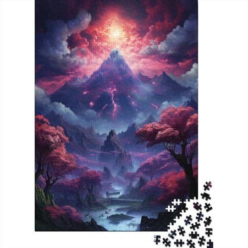 Puzzle für Erwachsene, farbenfrohe, psychedelische, Bezaubernde Landschaft, 1000-teiliges Puzzle, Holzpuzzle für Kinder ab 12 Jahren, Lernspiel, 50 x 75 cm von LiJianXXE