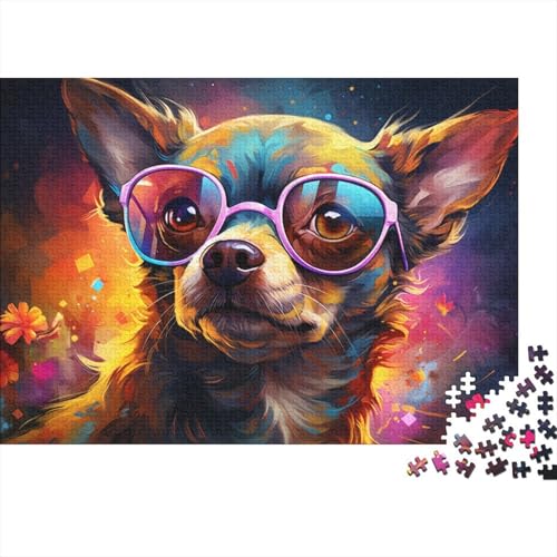 Puzzle für Erwachsene, farbenfroher Psychedelischer Chihuahua-Hund, 1000-teiliges Puzzle, Holzpuzzle für Erwachsene und Kinder, tolles Geschenk für Erwachsene, 50 x 75 cm von LiJianXXE