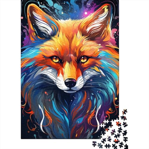 Puzzle für Erwachsene, farbenfroher Psychedelischer Neonfuchs, 1000-teiliges Puzzle, Holzpuzzle für Jugendliche und Erwachsene, Lernspiel, Herausforderungsspielzeug, 50 x 75 cm von LiJianXXE