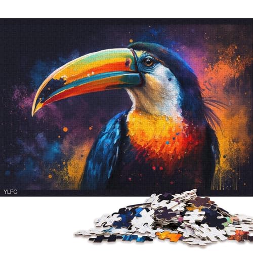 Puzzle für Erwachsene, farbenfrohes Tukan-Puzzle für Erwachsene, 1000-teiliges Holzpuzzle, geeignet für Kinder ab 12 Jahren, großartig (Größe 75 * 50 cm) von LiJianXXE