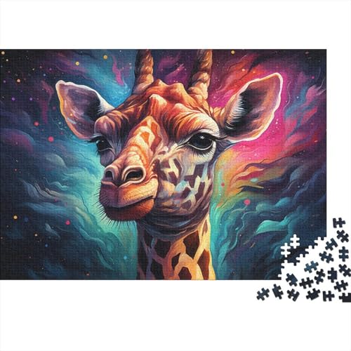 Puzzle für Erwachsene, farbenfrohes psychedelisches Giraffengemälde, 1000-teiliges Puzzle, Holzpuzzle für Erwachsene und Kinder ab 12 Jahren, Heimdekorationspuzzle, 50 x 75 cm von LiJianXXE