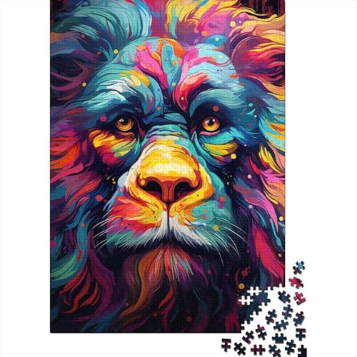 Puzzle für Erwachsene, farbenfrohes psychedelisches Löwentier, Erwachsenenpuzzle 1000 Teile, Holzpuzzle für Erwachsene und Kinder ab 12 Jahren, tolles Geschenk für Erwachsene, 50 x 75 cm von LiJianXXE