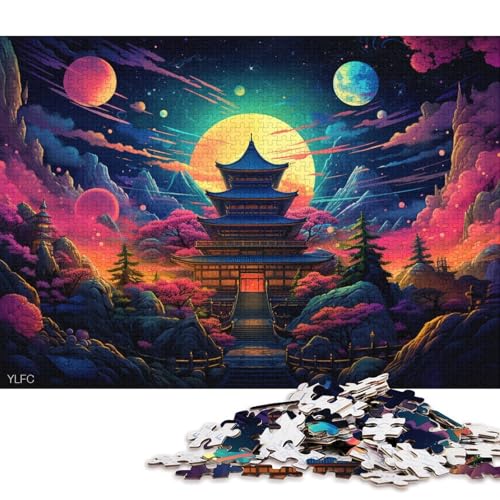 Puzzle für Erwachsene, japanische Tempelkunst, 1000 Teile, Holzpuzzle für Erwachsene und Kinder ab 12 Jahren, pädagogische Herausforderung 38x26cm/1000 Teile von LiJianXXE