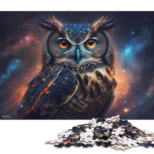 Puzzle für Erwachsene, kosmische Galaxie-Eule, 1000-teiliges Puzzle für Erwachsene, Holzpuzzle für Erwachsene und Kinder, tolles Geschenk für Erwachsene 38x26cm/1000 Teile von LiJianXXE