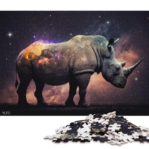 Puzzle für Erwachsene, kosmisches Galaxie-Nashorn, 1000-teiliges Puzzle, Kartonpuzzle für Erwachsene und Kinder ab 12 Jahren, anspruchsvolles Spiel (Größe 38 * 26 cm) von LiJianXXE