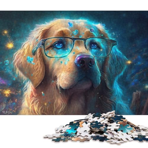 Puzzle für Erwachsene, magische Kunst, Golden Retriever, für Erwachsene, 1000 Teile, Puzzle aus Holz, für Jugendliche und Kinder, anspruchsvolle Spielgeschenke 75x50cm/1000 Teile von LiJianXXE