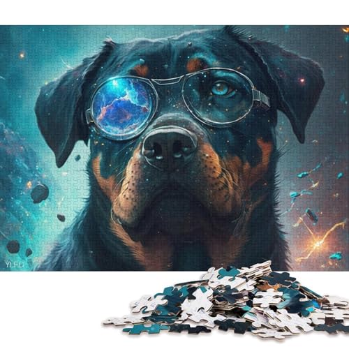 Puzzle für Erwachsene, magischer Rottweiler-Krieger, 1000-teiliges Puzzlespiel, Holzpuzzle, geeignet für Erwachsene, tolles Geschenk für die ganze Familie 75x50cm/1000 Teile von LiJianXXE