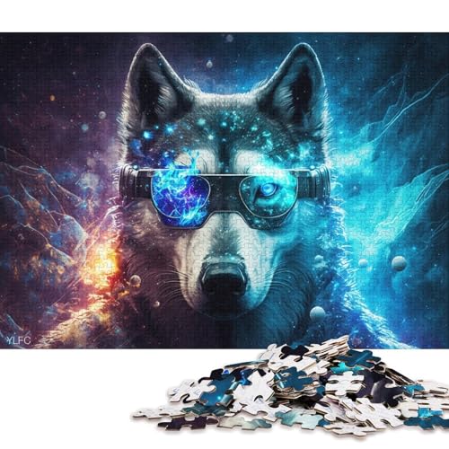 Puzzle für Erwachsene, magisches Husky-Tier, 1000 Teile, Puzzle aus Pappe, Puzzle für Erwachsene und Kinder ab 12 Jahren, lustige Puzzlespiele (Größe 38 * 26 cm) von LiJianXXE