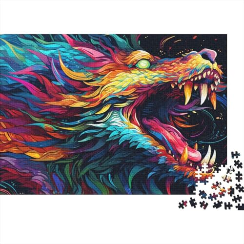 Puzzle für Erwachsene 1000 Teile, Atemberaubendes farbenfrohes Drachengebrüll, Puzzle für Kinder, Holzpuzzle, Spielzeug, Denkspiel, 50 x 75 cm von LiJianXXE