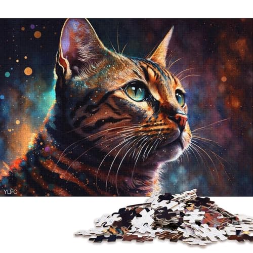 Puzzle für Erwachsene 1000 Teile, Bunte Bengalkatze, Puzzles für Holzpuzzles, pädagogisches Stressabbau-Spielzeugpuzzle (Größe 75 * 50 cm) von LiJianXXE