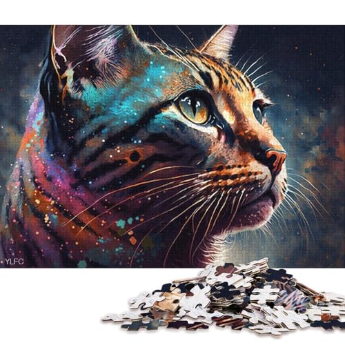 Puzzle für Erwachsene 1000 Teile, Bunte Bengalkatze, Puzzles für Holzpuzzles, pädagogisches Stressabbau-Spielzeugpuzzle (Größe 75 * 50 cm) von LiJianXXE